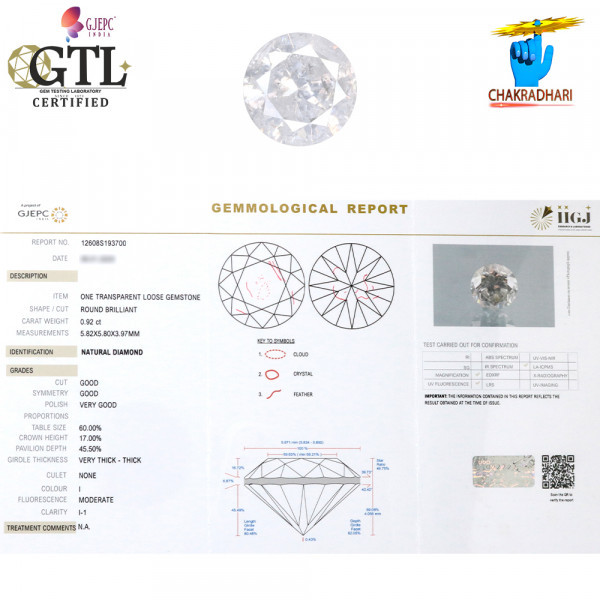 092 Carat Natural Diamond With Silver Ring Or Pendant