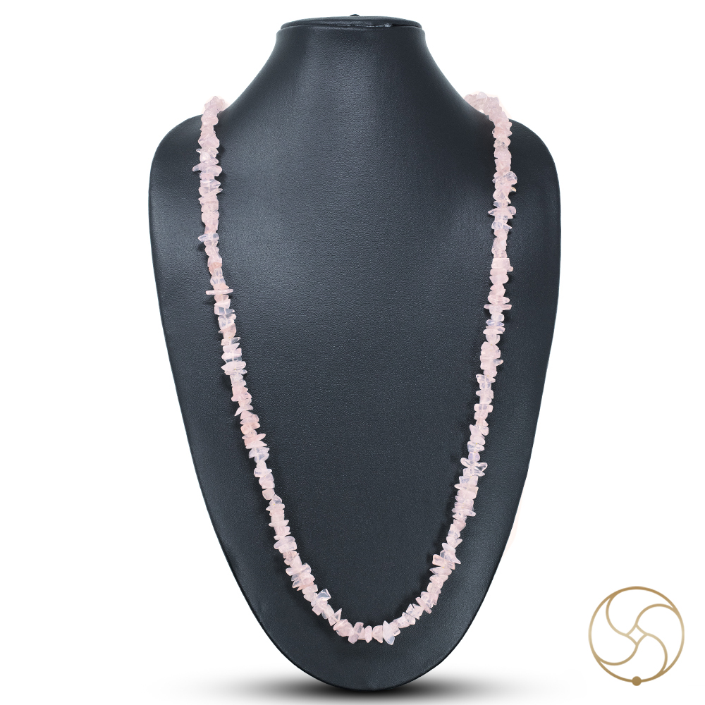 Rose Quartz Chips Wearing Mala -