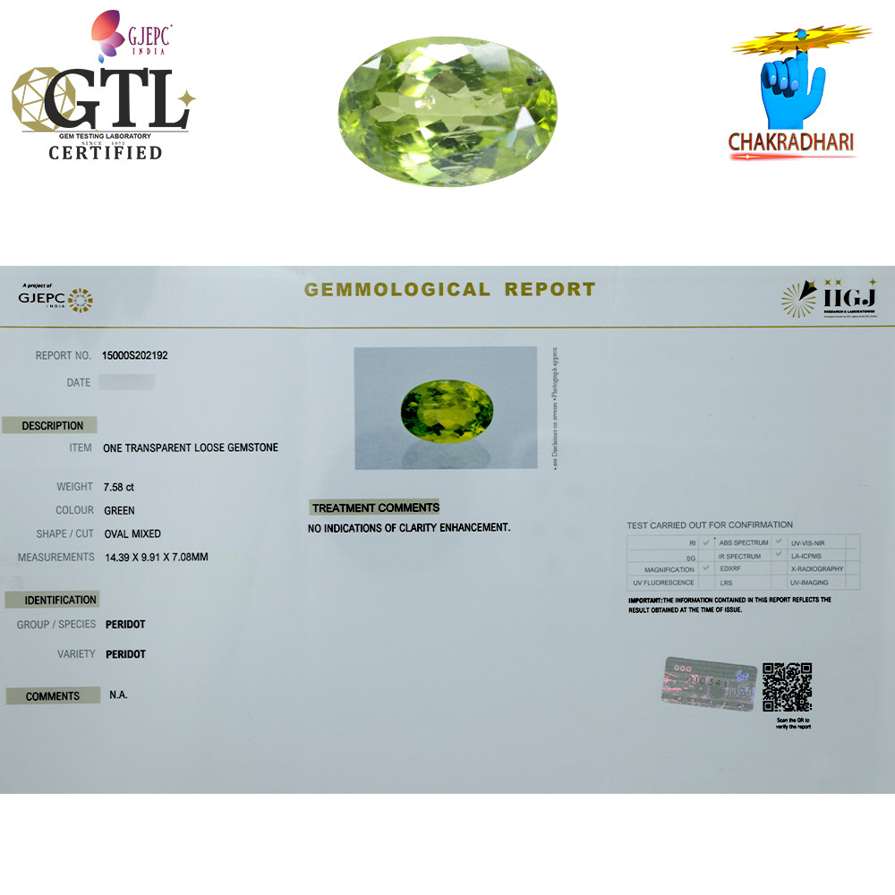 758 Carats Peridot Gemstone With Ring Or Pendant -  