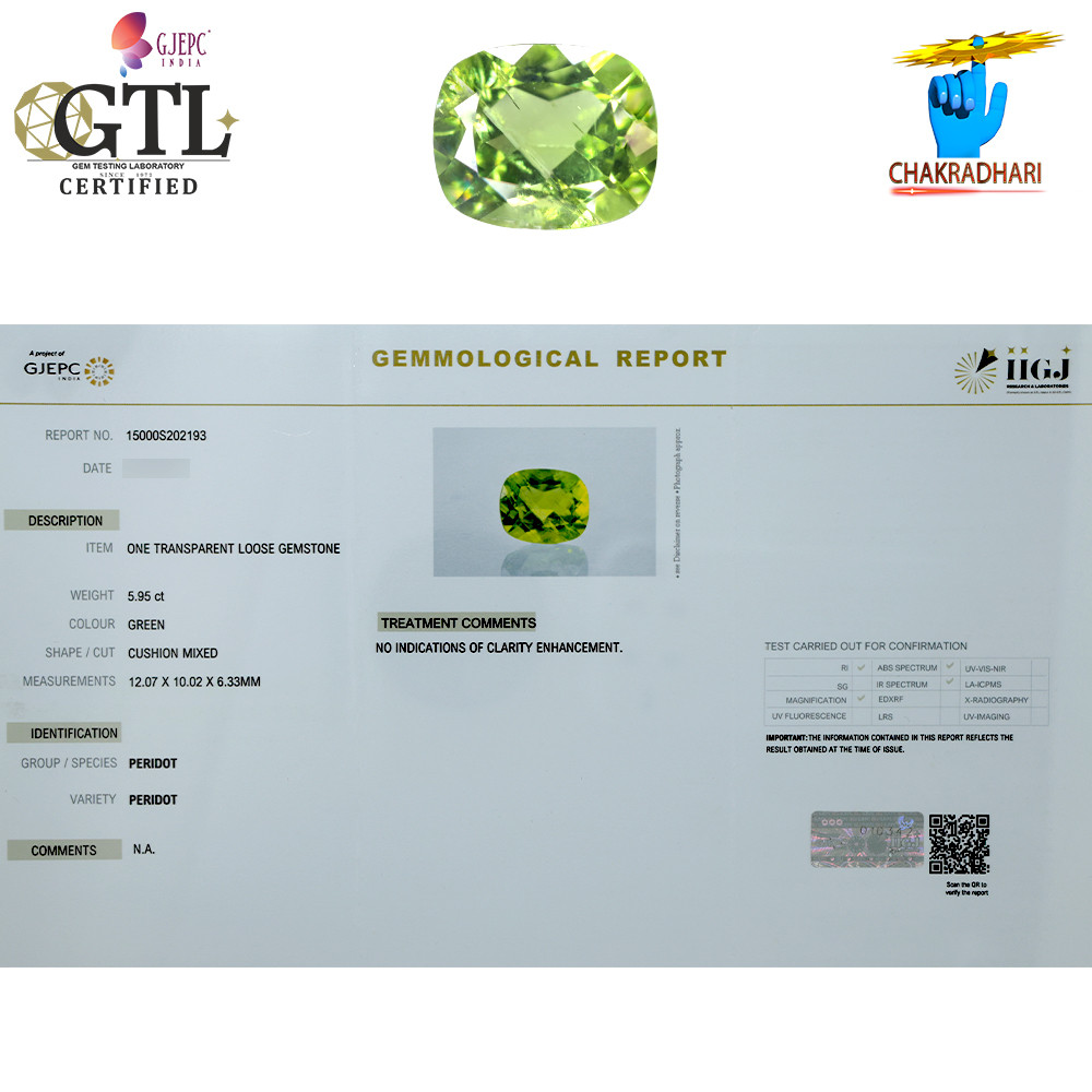 595 Carats Peridot Gemstone With Ring Or Pendant -  