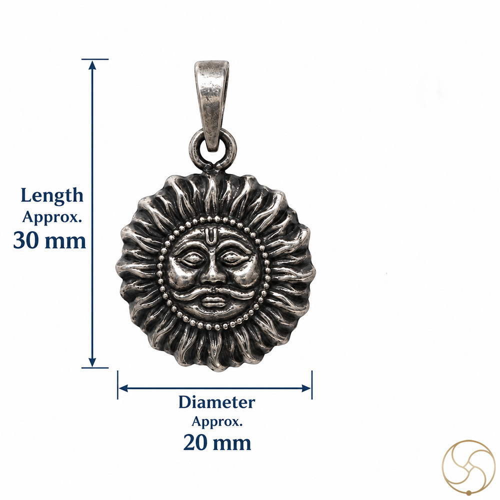996 Silver Surya Dev Pendant