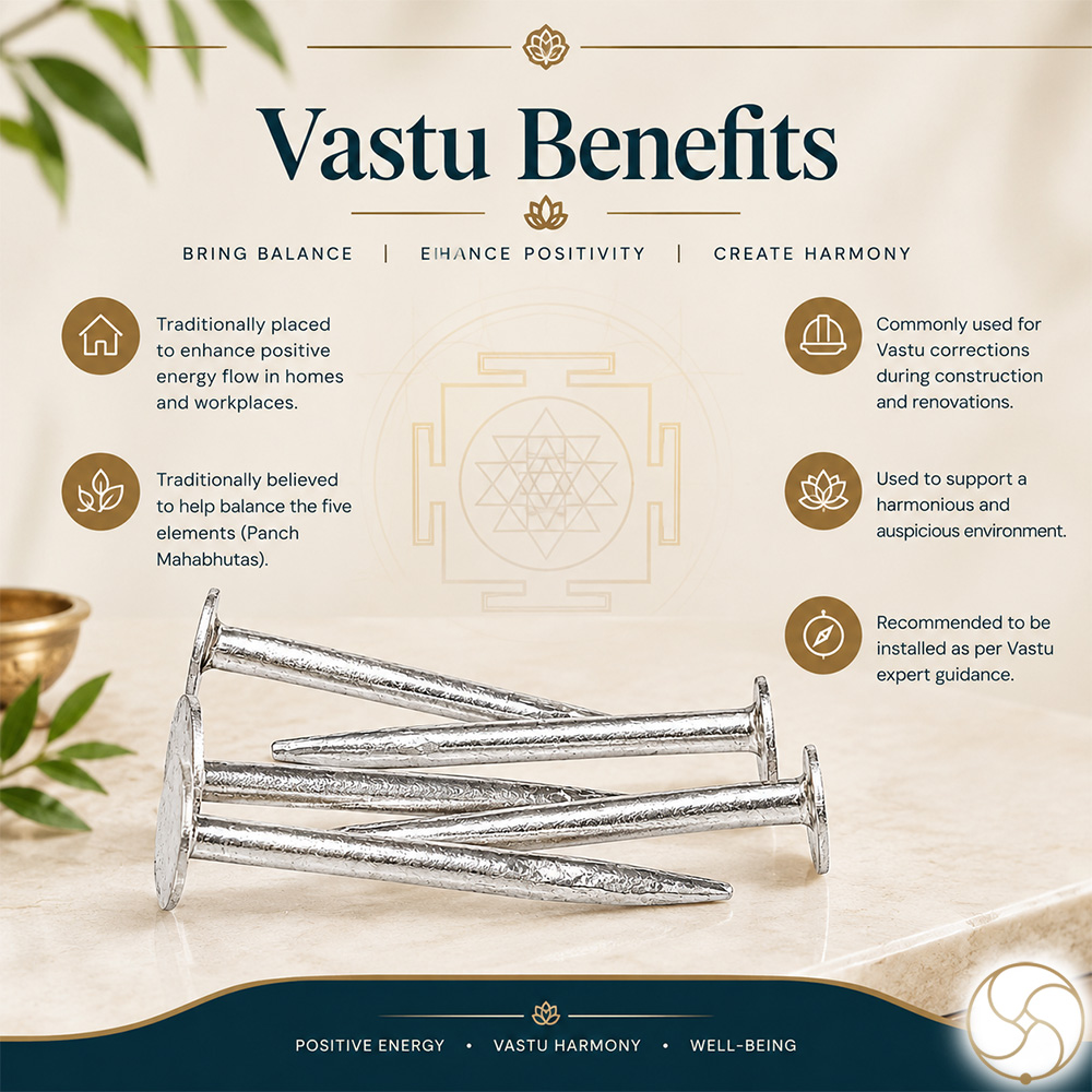 999 Silver Nail Vastu and Astrological Remedy 5 pc set