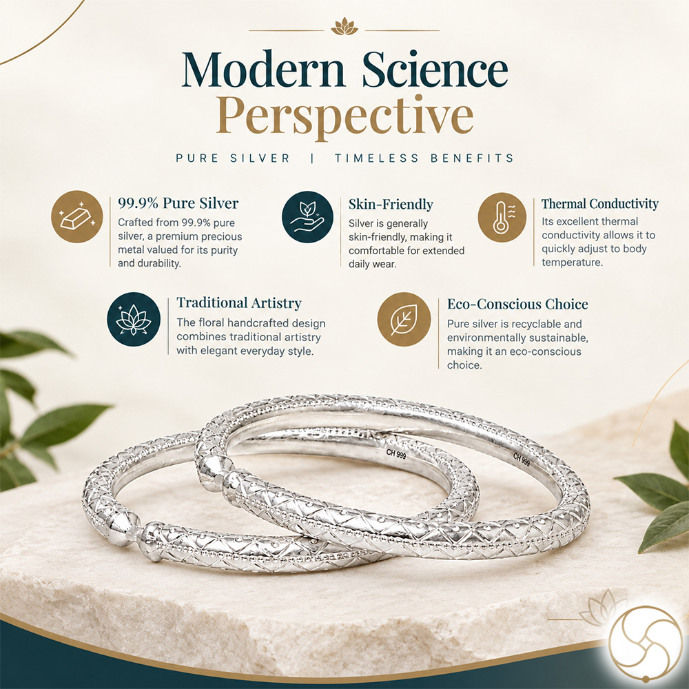 999 Silver Floral Design Leg Bangle