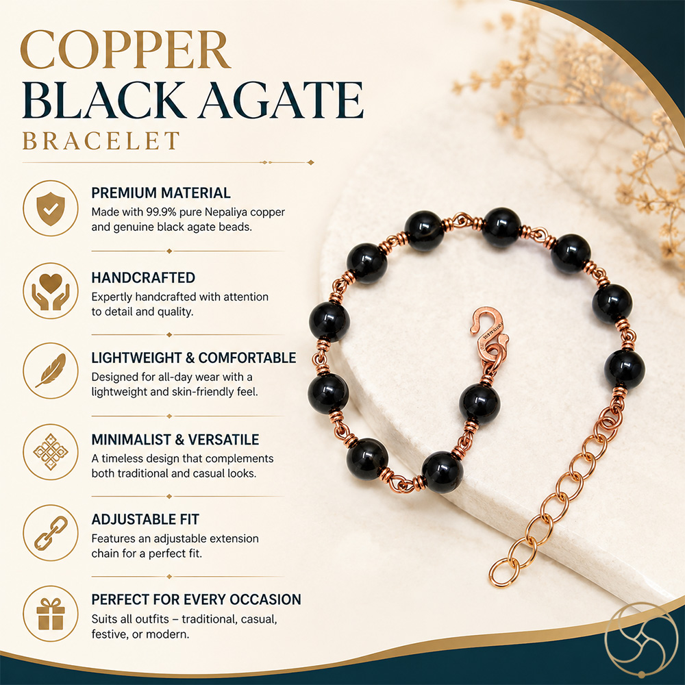 Nepaliya Copper Black Agate Bracelet