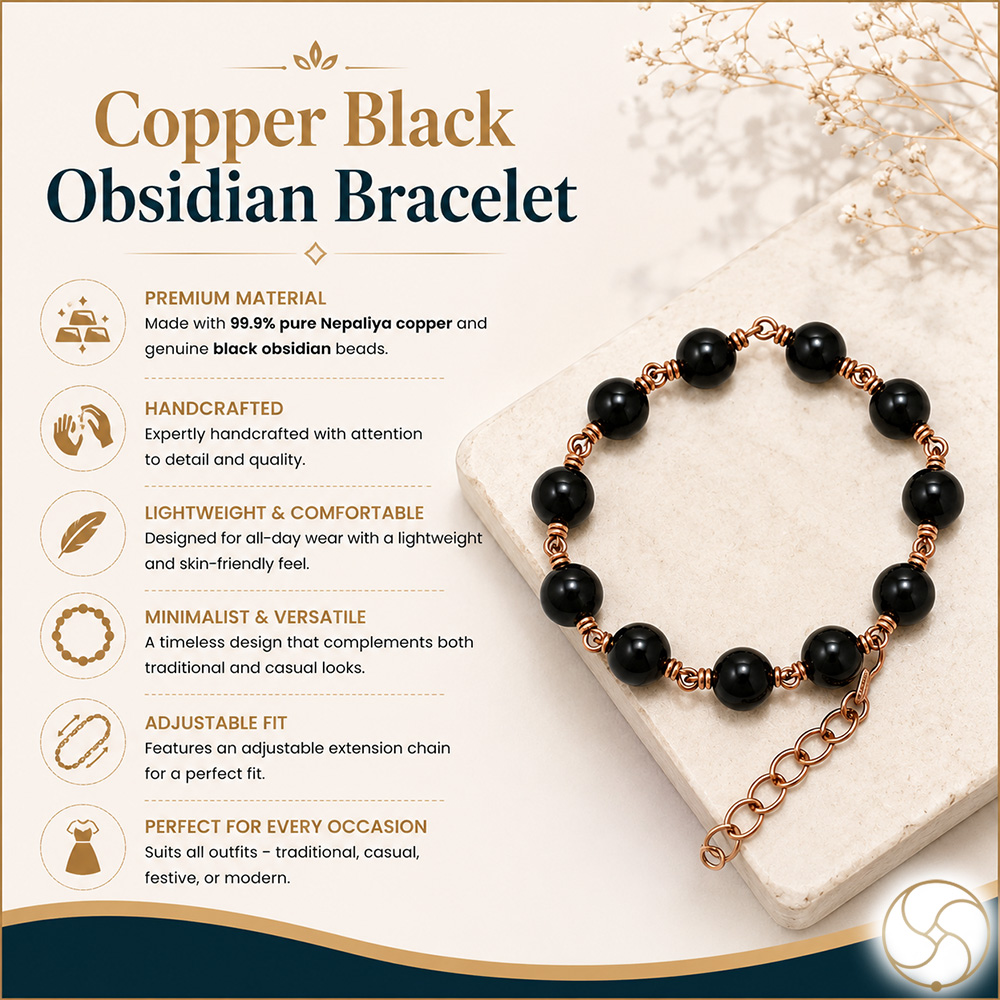 Nepaliya Copper Black Obsidian Bracelet