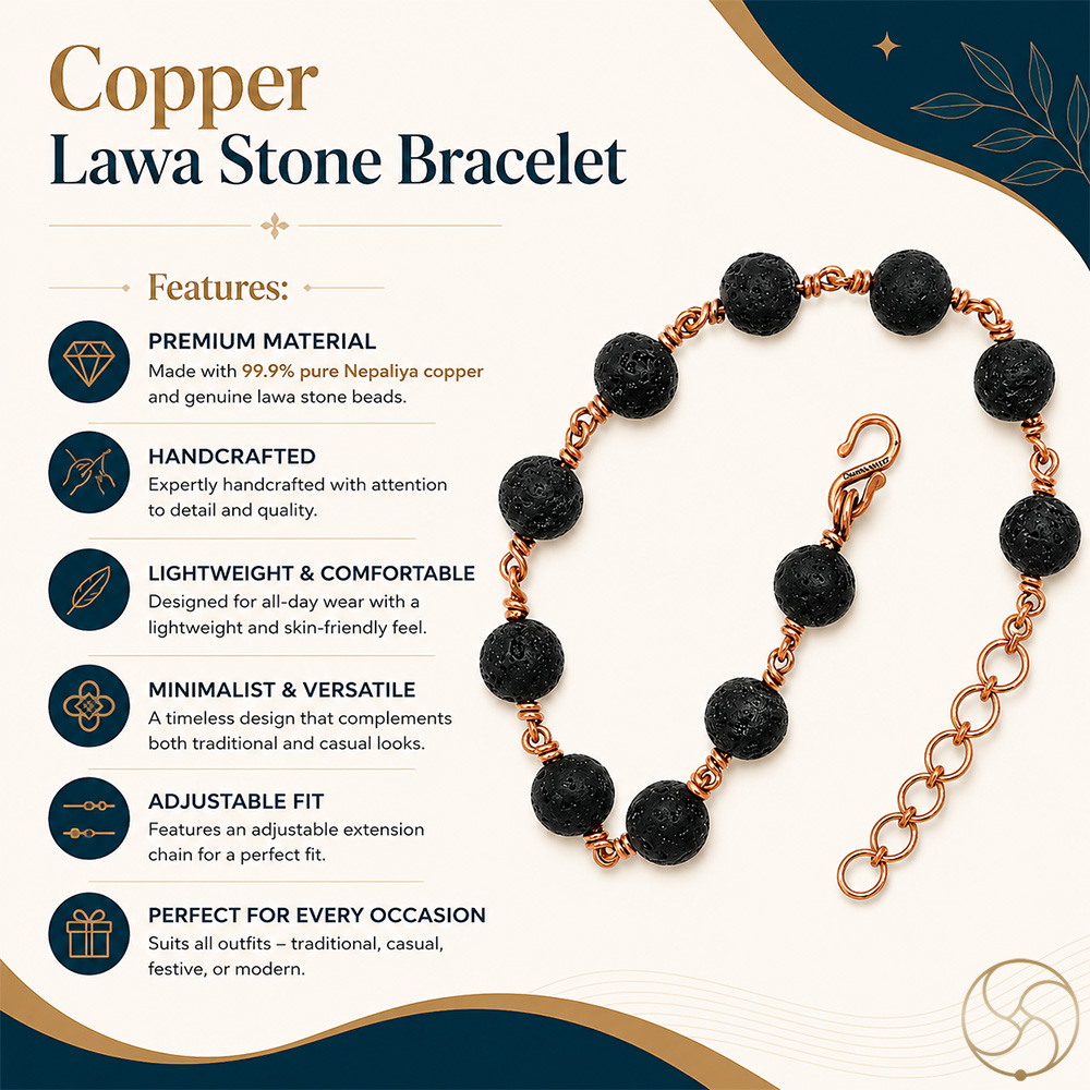 Nepaliya Copper Lawa Stone Bracelet