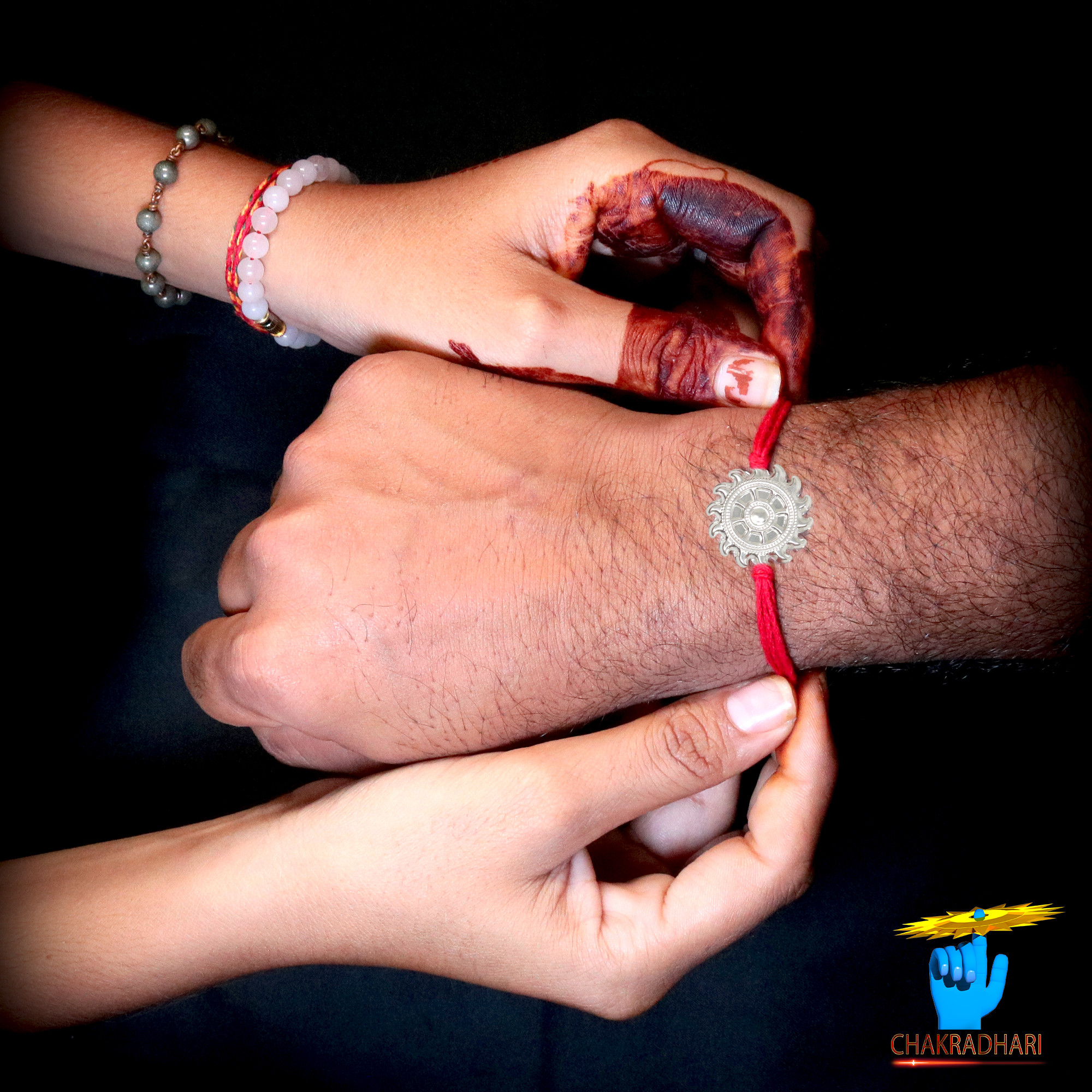 999 Silver Sudarshan Chakra Rakhi   Traditional Rakhi Bracelet