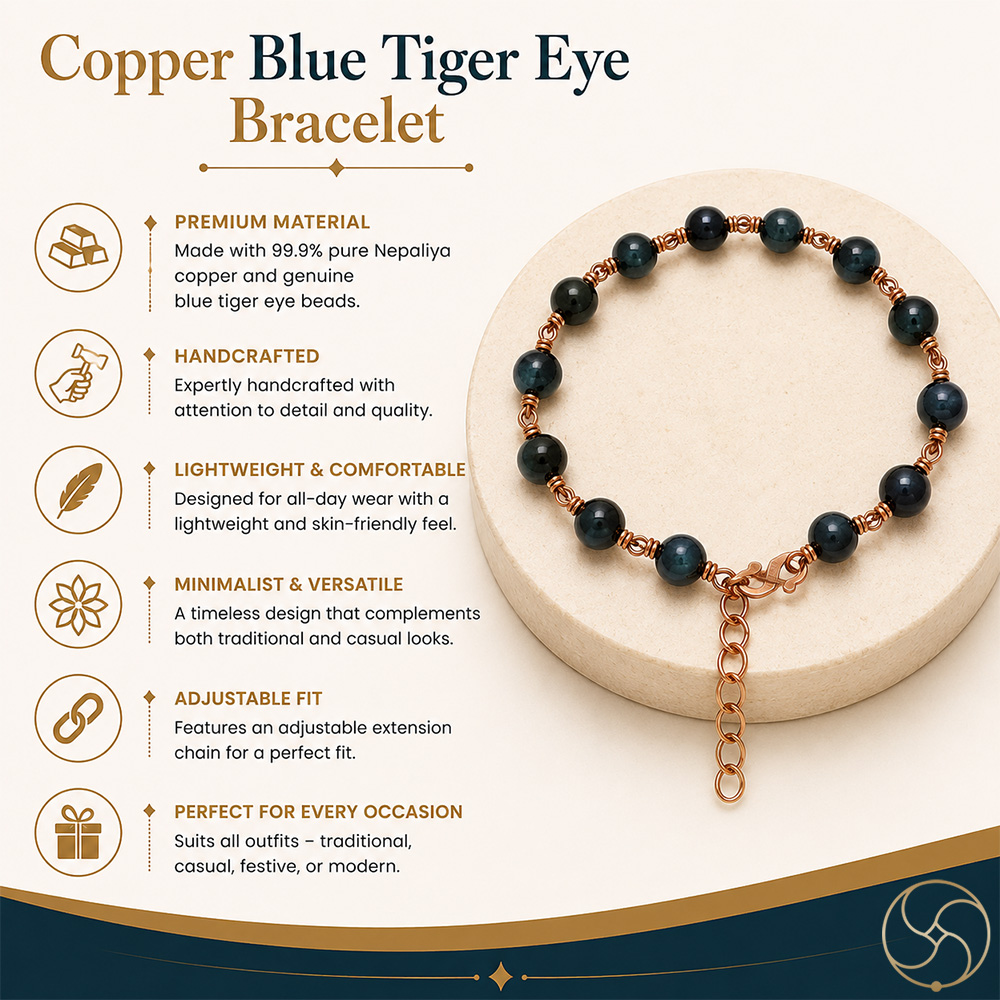 Nepaliya Copper Blue Tiger Eye Bracelet