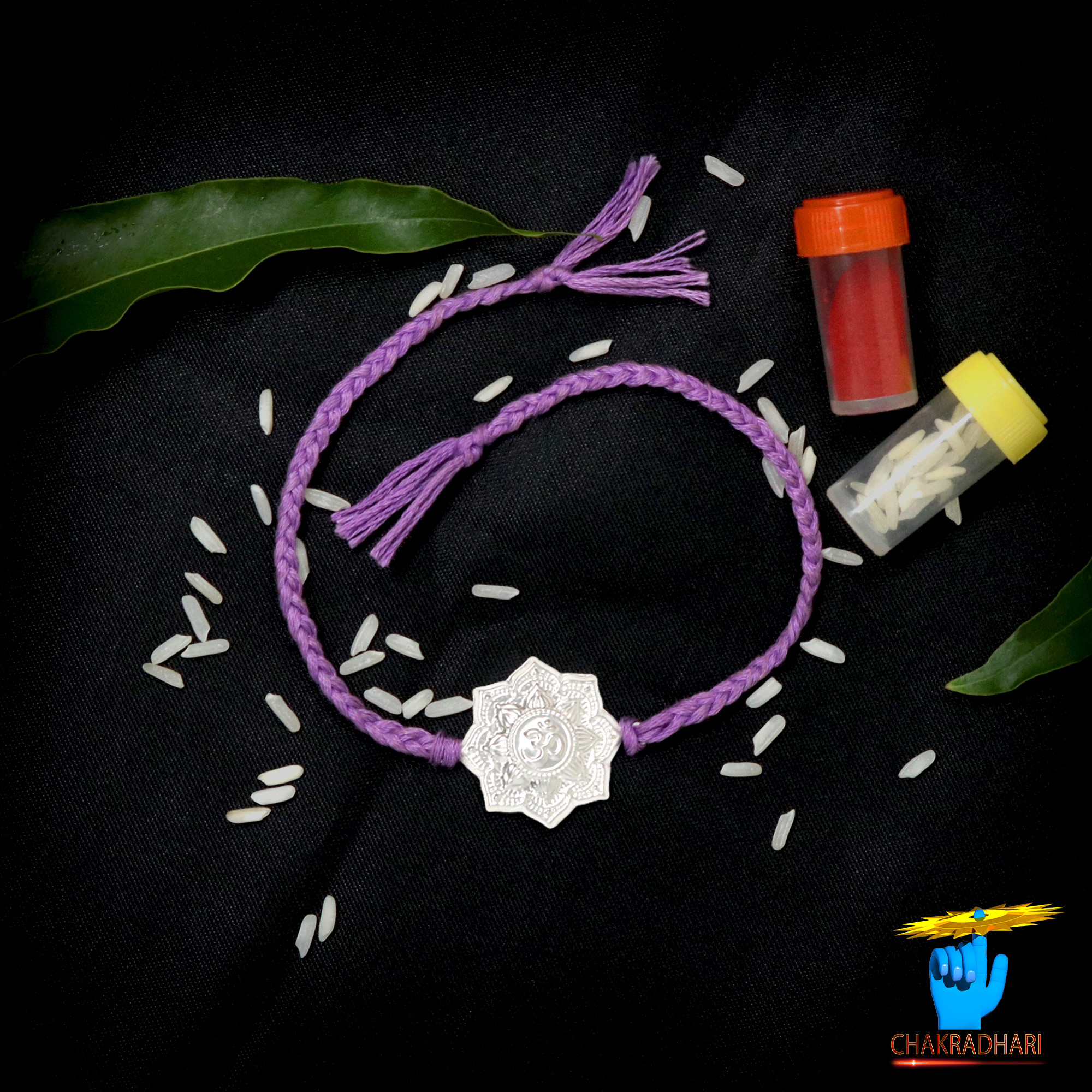 999 Silver Om Rakhi With Temple Dome