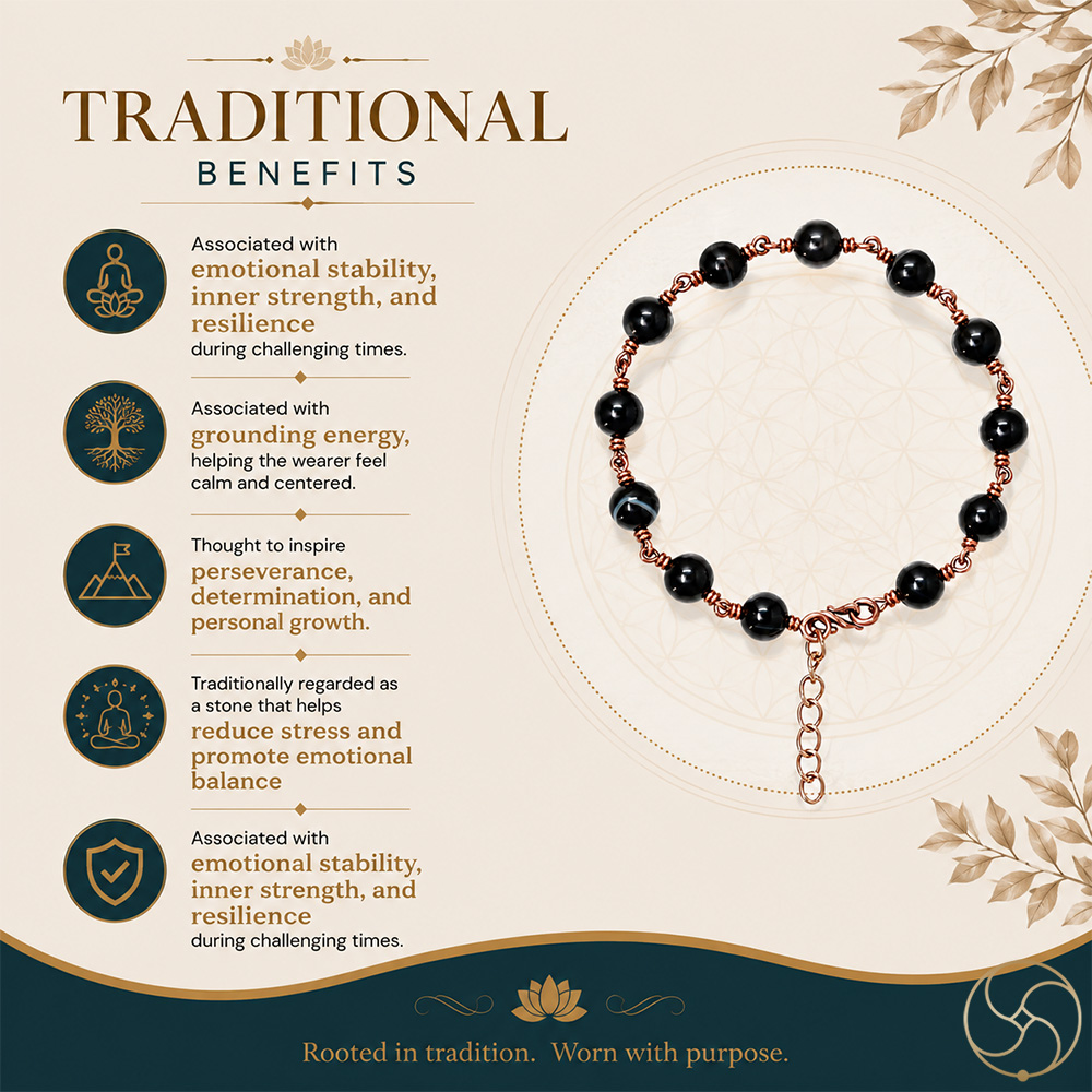 Nepaliya Copper Black Agate Bracelet