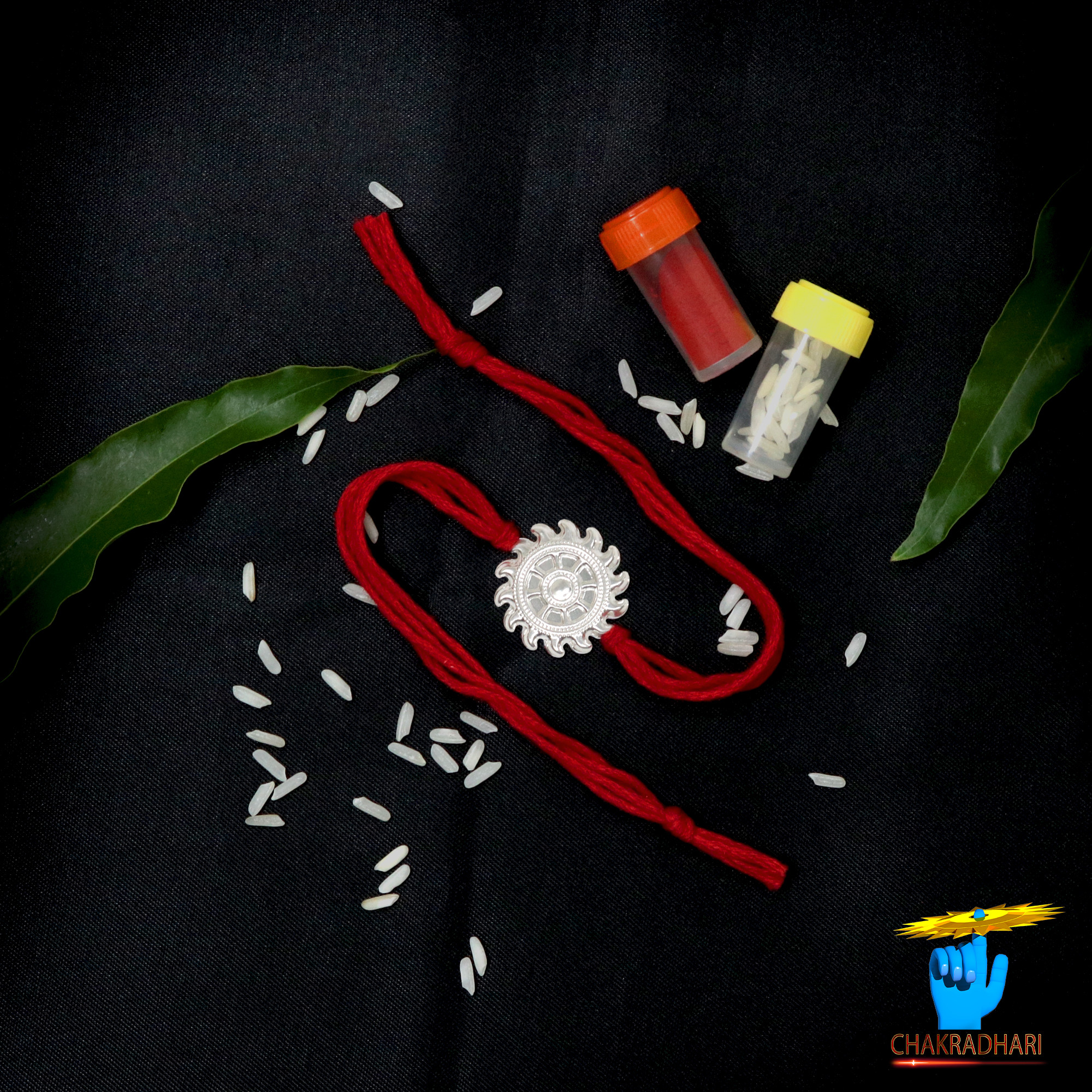 999 Silver Sudarshan Chakra Rakhi Traditional Rakhi Bracelet