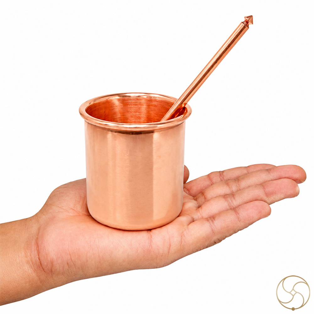 999 Nepaliya Copper Vedic Panchpatra and Aachmani Set