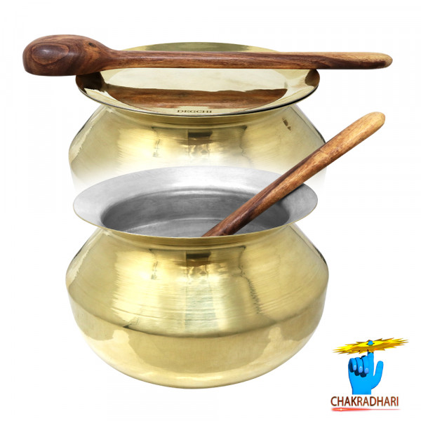 Image of Ritika Hiranyapatra Brass Degchi With Kalayi (3Lt) (1750gm) - रितिका पीतल हिरण्यपात्र  देगची  कलई  सहित