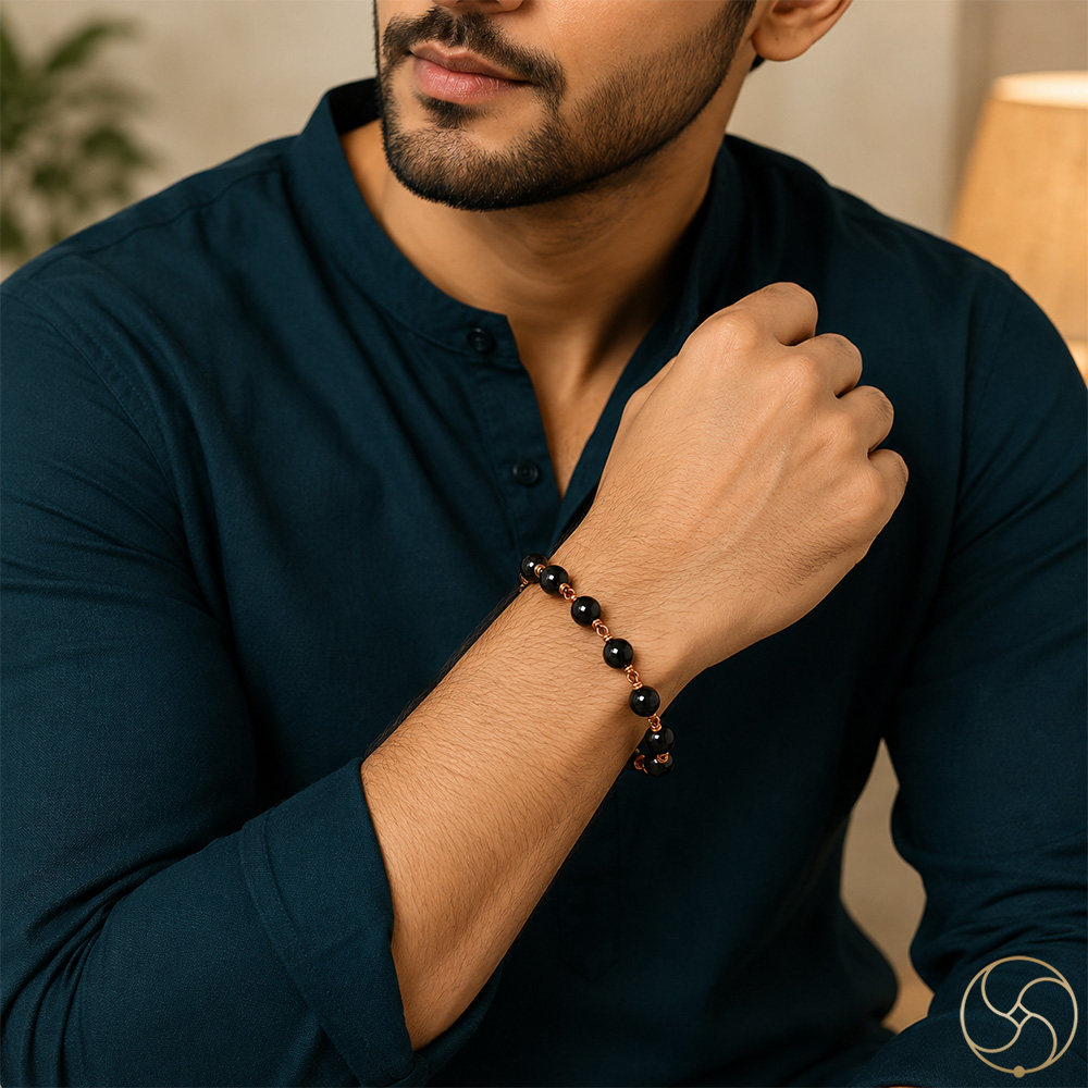 Nepaliya Copper Black Obsidian Bracelet