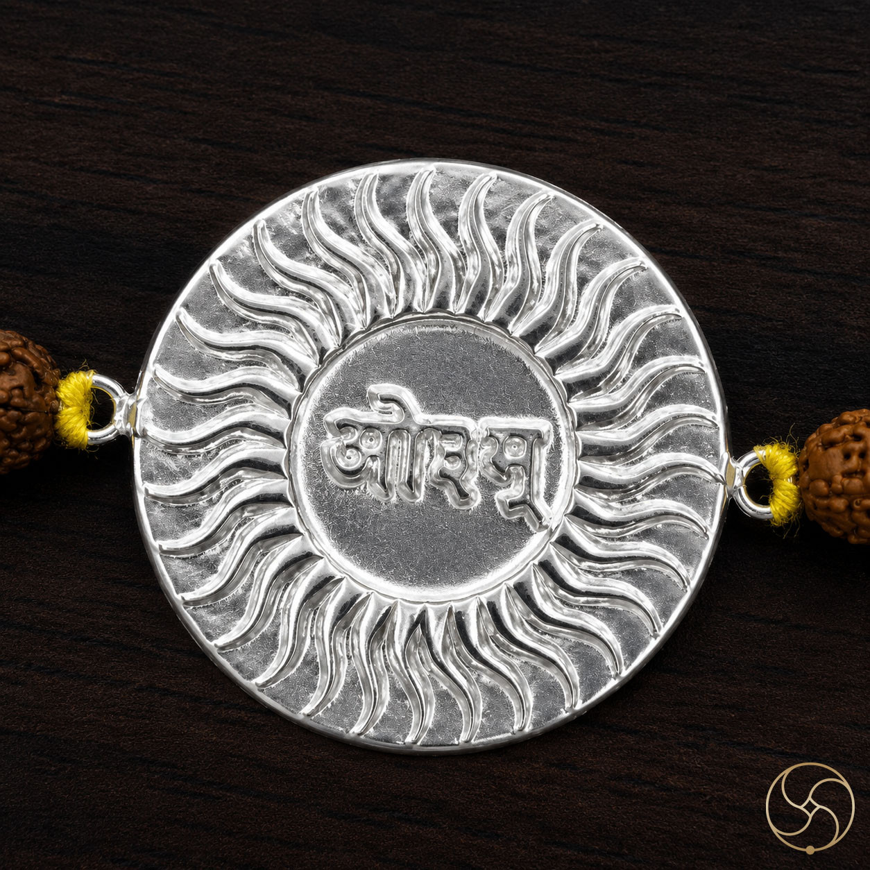 999 Silver Vedic Aum with Rudraksha Bead Rakhi