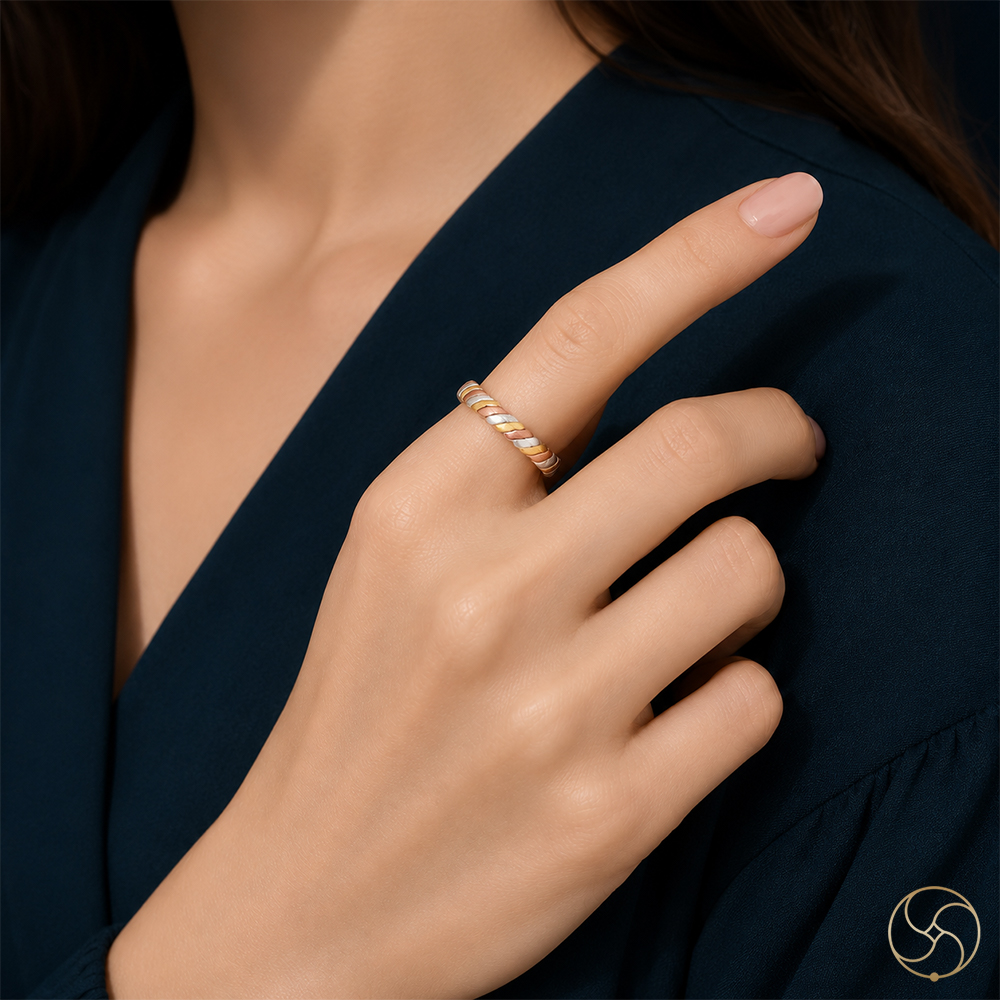 Three Metal Ring Gold Silver Copper