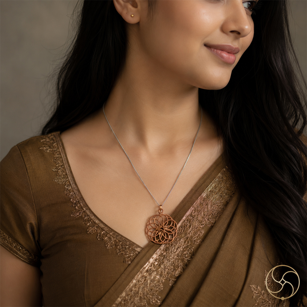 999 Pure Nepaliya Copper Flower of Life Pendant