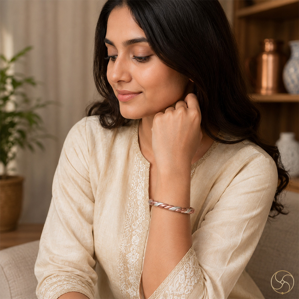 Pure Silver Copper Combined Unisex Bangle