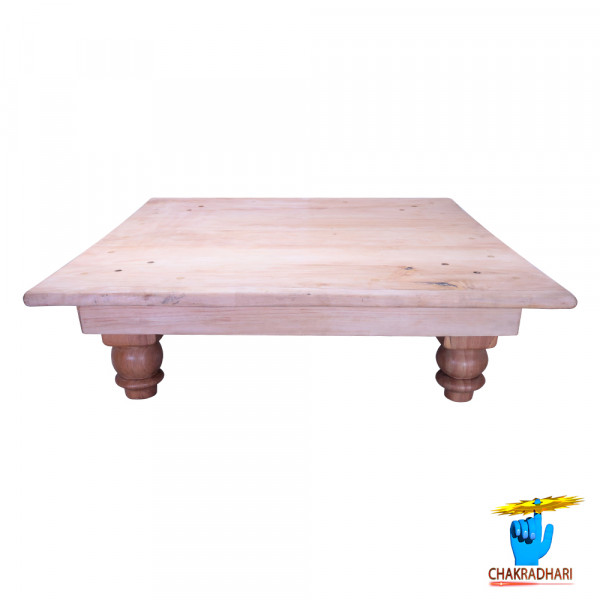 Image of Handcrafted Kadam Wood Chowki for Puja and Dining and Multi Purpose Uses