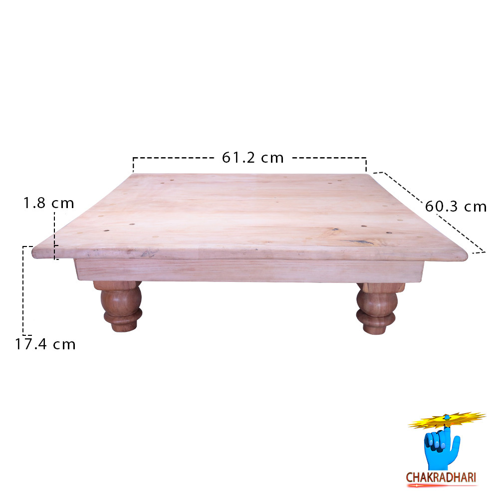 Handcrafted Kadam Wood Chowki for Puja and Dining and Multi Purpose Uses