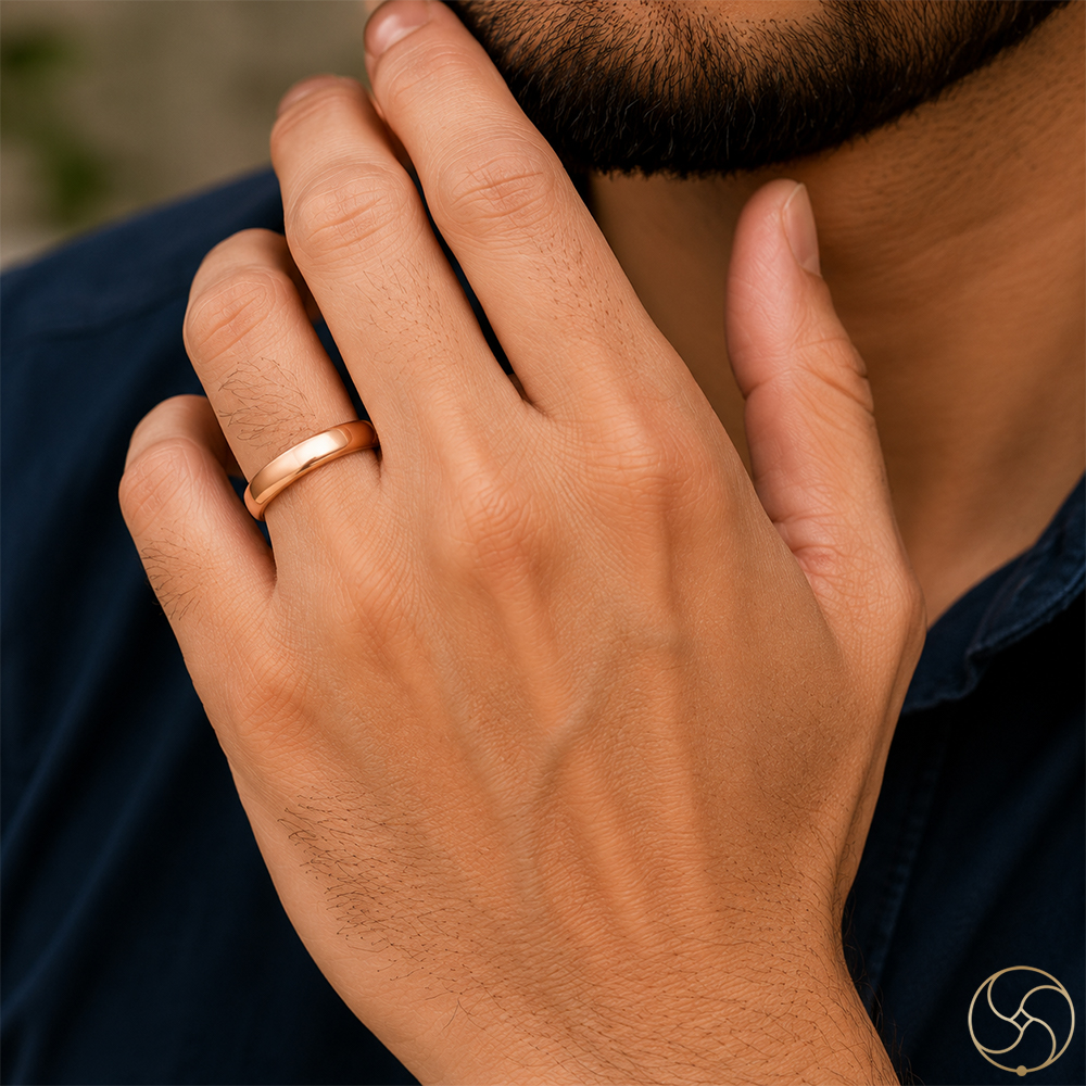 Nepaliya Copper Half Round Lathe Ring  As Per Ayurveda