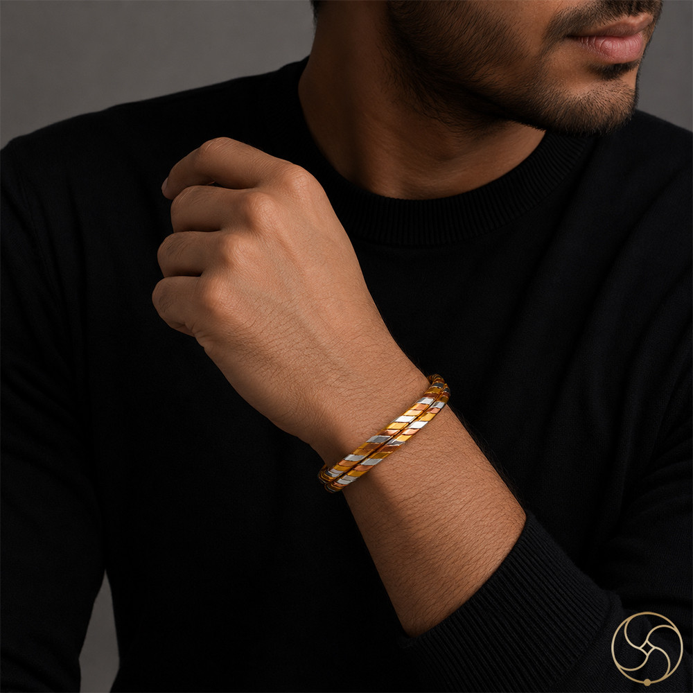 Three Metal Twisted Bangle Gold-70gmSilver-41gmCopper-38gm