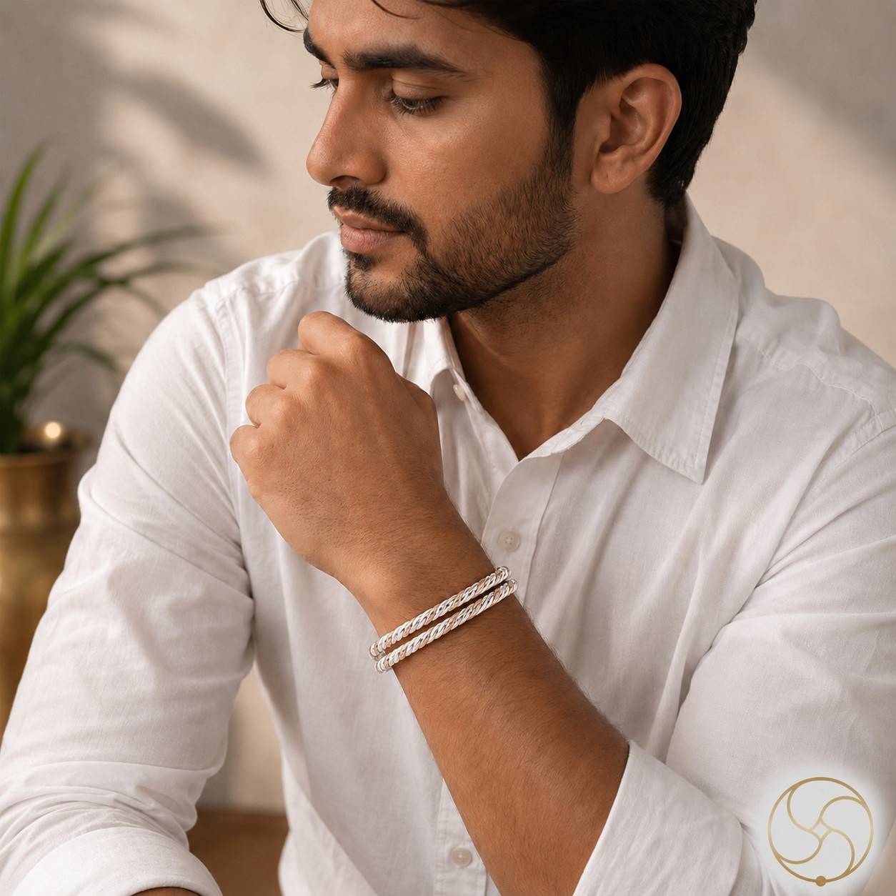 Silver Copper Bio Electrical Bangle