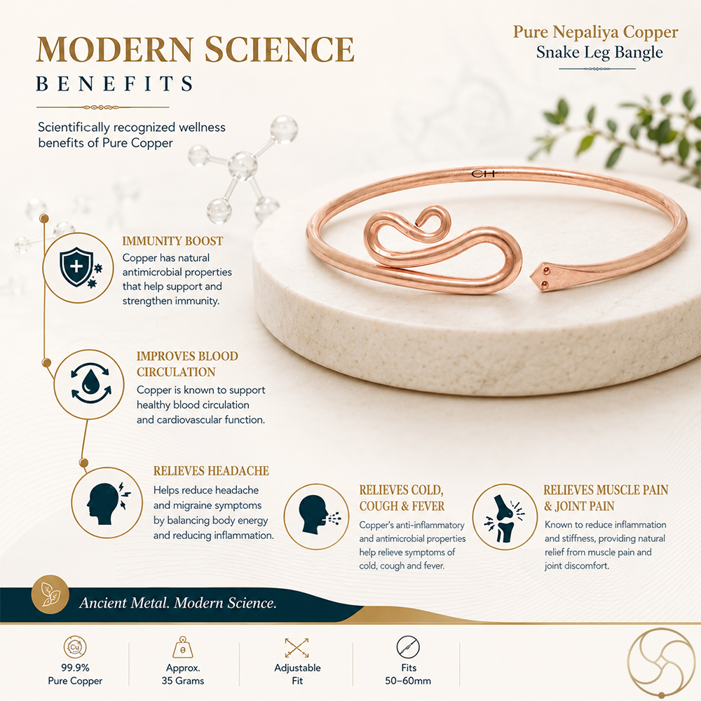 Pure Copper Snake Leg Bangle for Men and Women