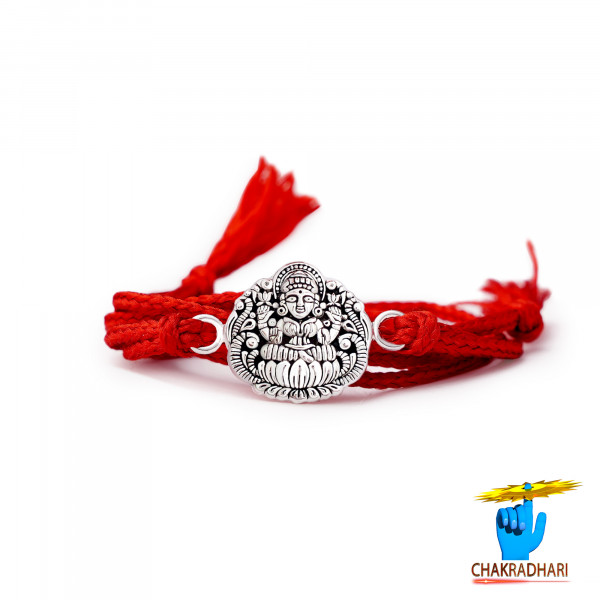 Image of Prosperity Blessing: Kids&#039; Lakshmi Design Silver Rakhi