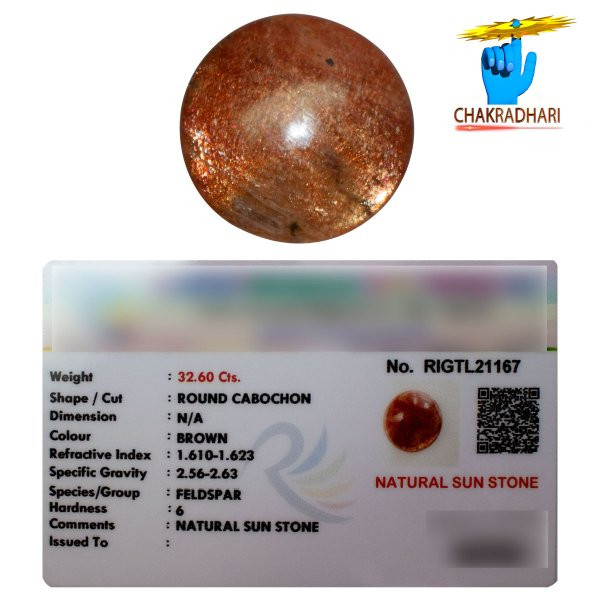 3260 Carat Natural Sun Stone With Ring Or Pendant -   
