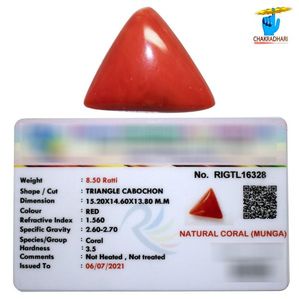 850 Ratti Triangular Coral With Ring Or Pendant -  