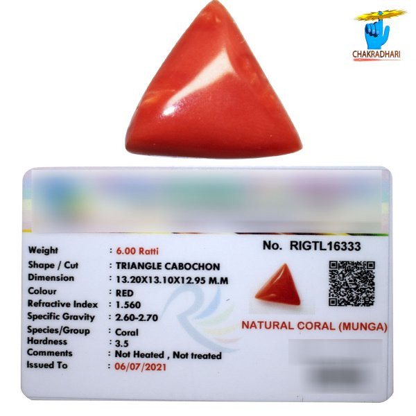 06 Ratti Triangular Coral With Ring Or Pendant -  