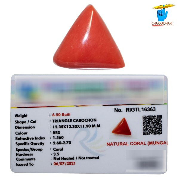0650 Ratti Triangular Coral With Ring Or Pendant -  
