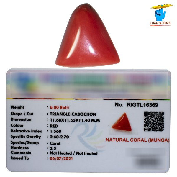 06 Ratti Triangular Coral With Ring Or Pendant -  