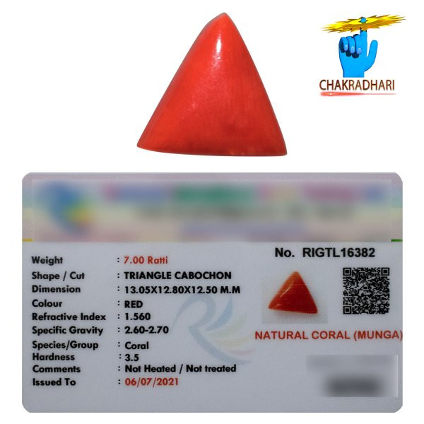 07 Ratti Triangular Coral With Ring Or Pendant -  