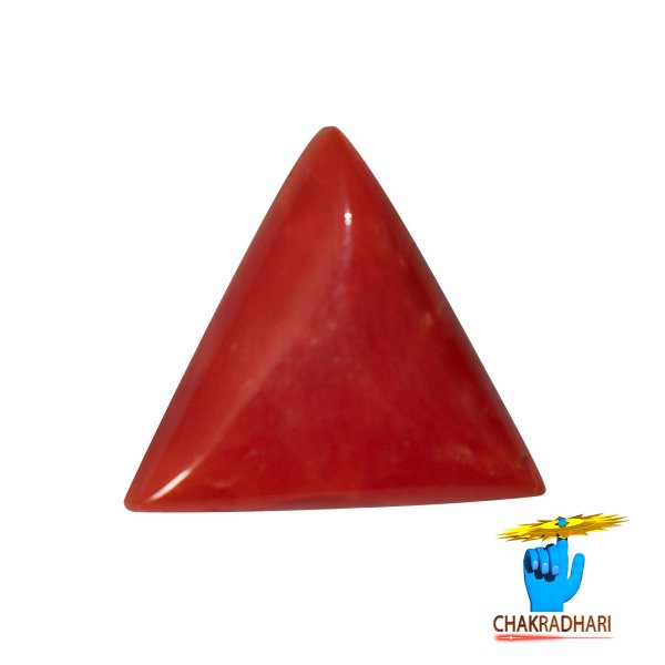 Image of 5 Ratti Triangular Coral With Ring Or Pendant - मूंगा रत्न