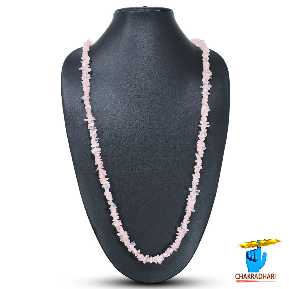 Rose Quartz Chips Wearing Mala -