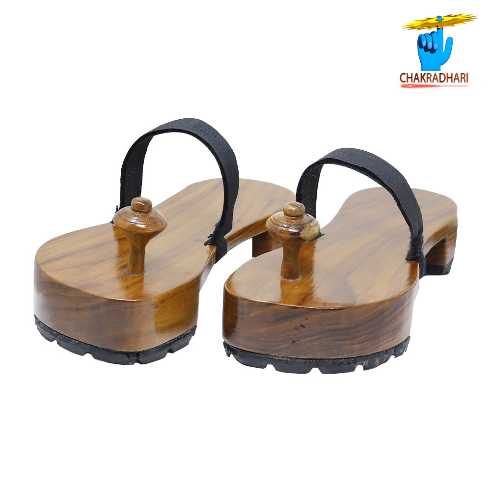 Sagwan Wood Charanpaduka Khadau Durable Handcrafted Wooden Sandals