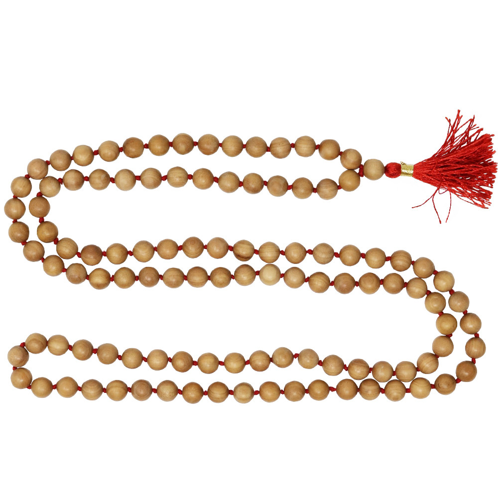 Pure White Sandalwood Mala for Jaap or Wearing 8mm or 6mm or 4mm