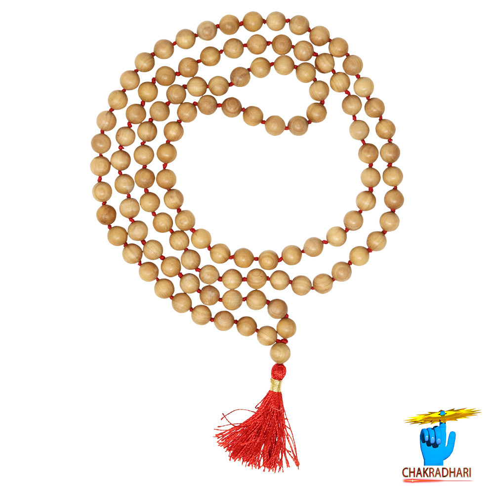 Pure White Sandalwood Mala for Jaap or Wearing 8mm or 6mm or 4mm