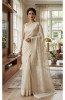 Golden Beige Hand Embroidered Chanderi Chikankari Saree