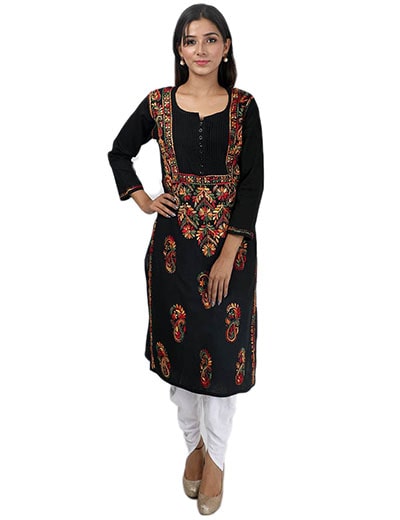 Hand Embroidered Cotton Chikankari Kurti