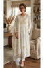 Cream Mul Chanderi Hand Embroidered Chikankari  Angrakha Stayl Kurta &amp; Dupatta
