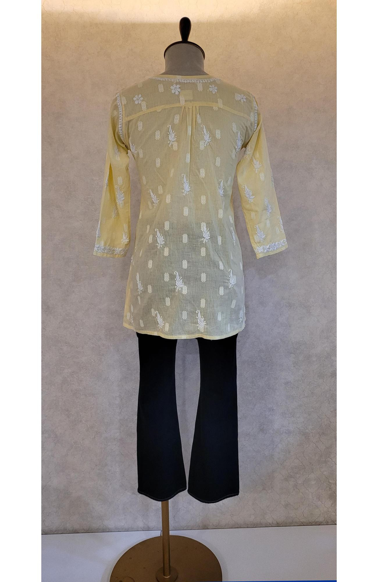 Lemon Yellow Cotton Chikankari Short Top