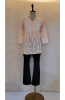 Light Peach Cotton Chikankari Short Top