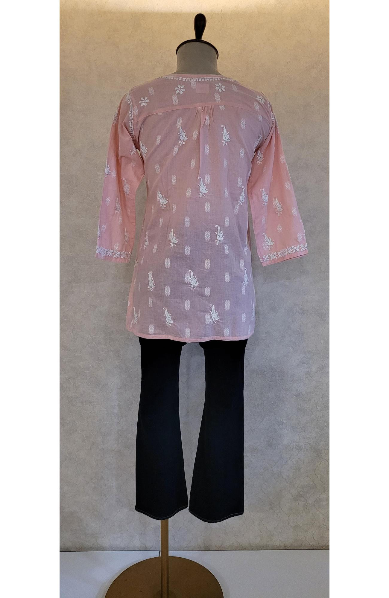 Pink Cotton Chikankari Short Top