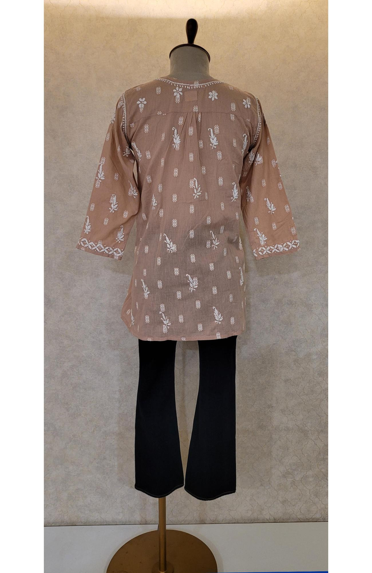 Dark Pink Cotton Chikankari Short Top