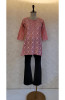 Dark Pink Chanderi Chikankari Short Top