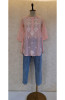 Peach Pink Muslin Chikankari Short Top