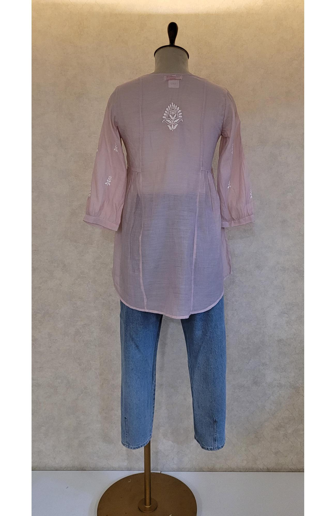 Mauve Muslin Chikankari Short Top